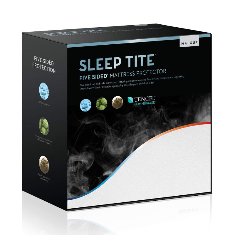 MALOUF Sleep TITE Hypoallergenic 100% Waterproof Protector-15-Year Warranty-Vinyl Free Mattress Protector, Queen, White - Image 1